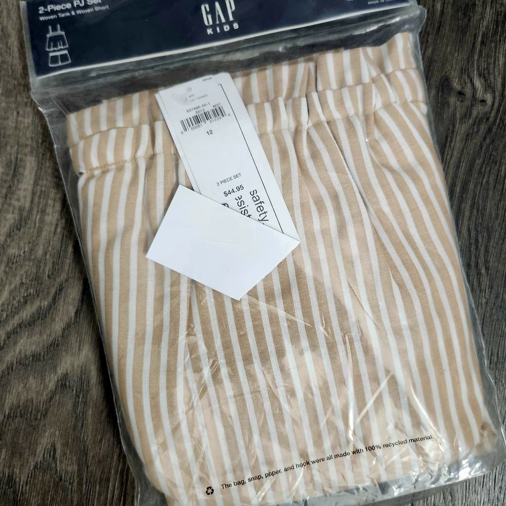 GAP Kids Tan and White Striped Pajama Set